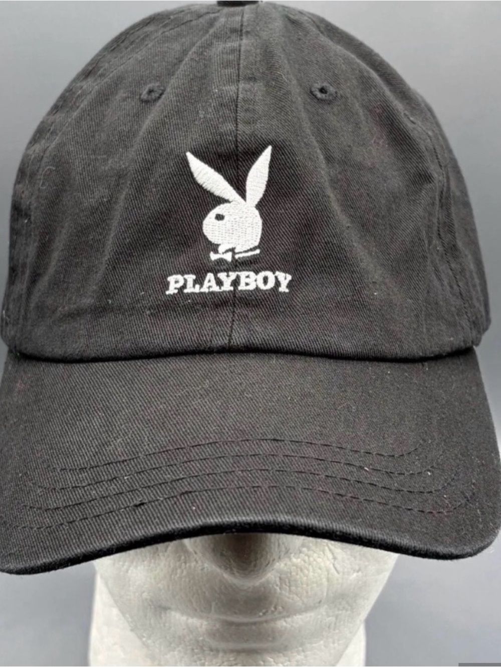Playboy Black Embroidered Logo Baseball Cap